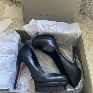 BCBG MAXAZRIA , black leather heels